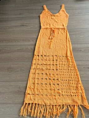 Vici Sleeveless Knit Maxi Dress in Peach-Orange